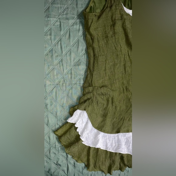 THE PYRAMID COLLECTION "Pixie" Layered Olive Sundress, size XS, LIKE NEW - Picture 4 of 11